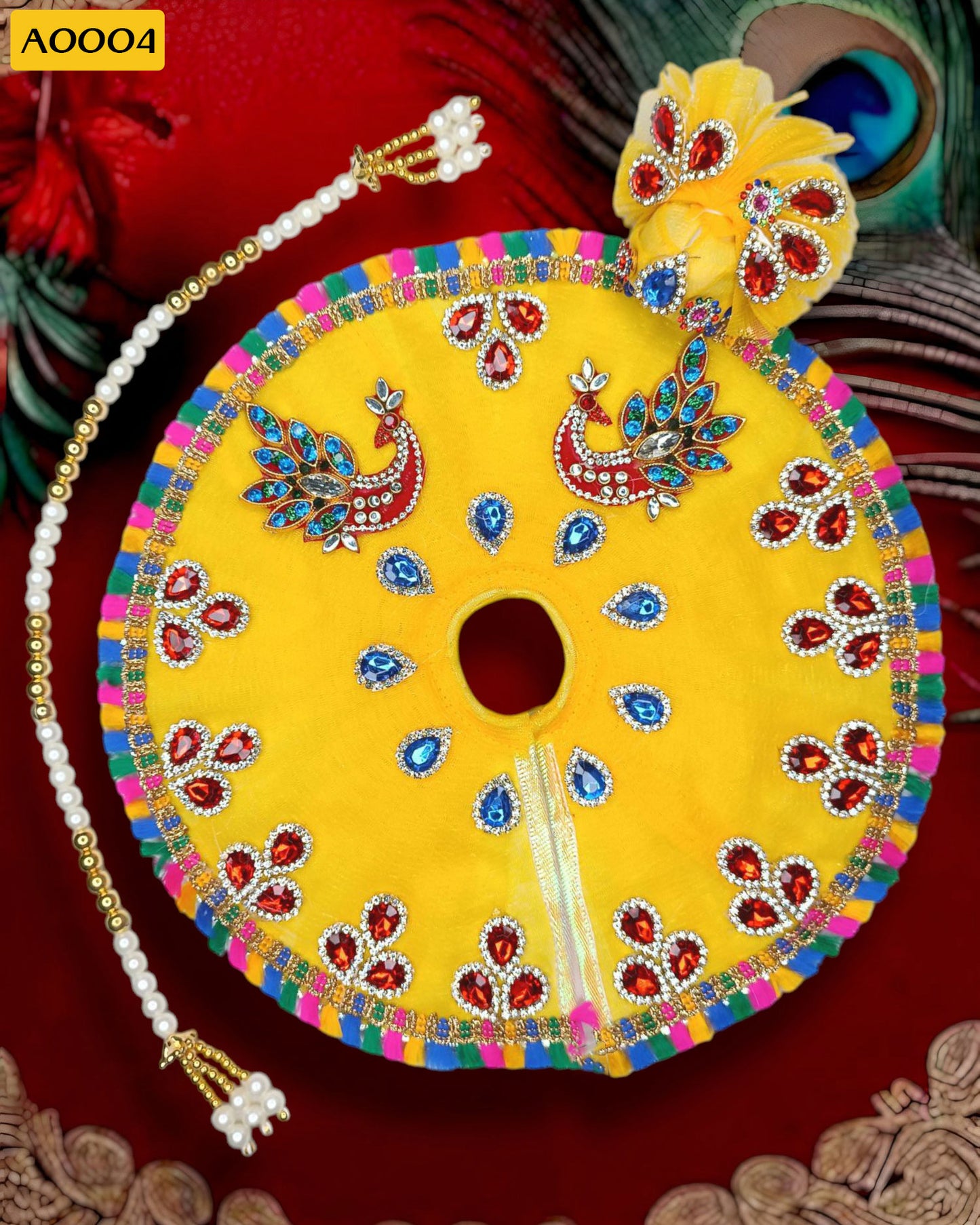 Beautiful Stone Work Poshak With Pagdi & Mala for Laddu Gopal - A0004