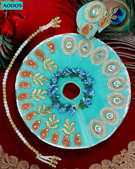 Beautiful Designer Poshak With Pagdi & Mala for Laddu Gopal - A0005