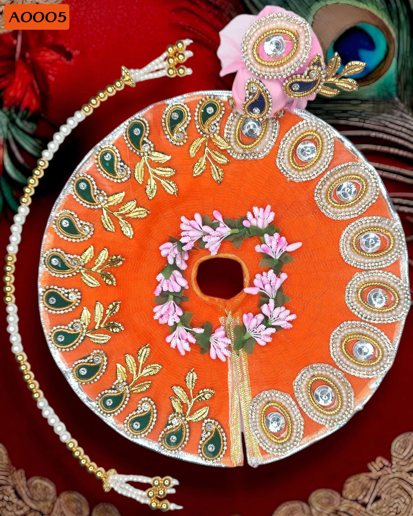 Beautiful Designer Poshak With Pagdi & Mala for Laddu Gopal - A0005