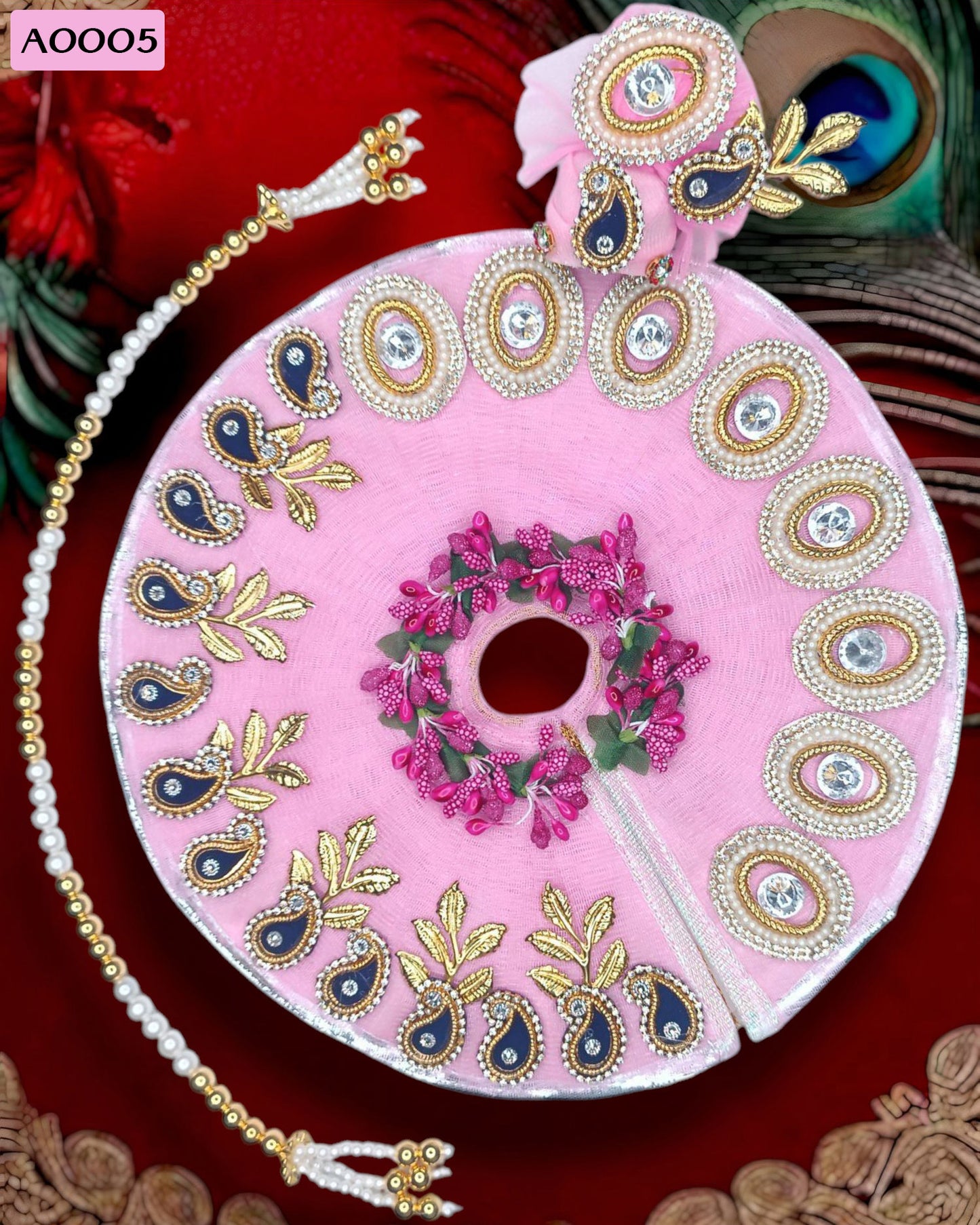 Beautiful Designer Poshak With Pagdi & Mala for Laddu Gopal - A0005