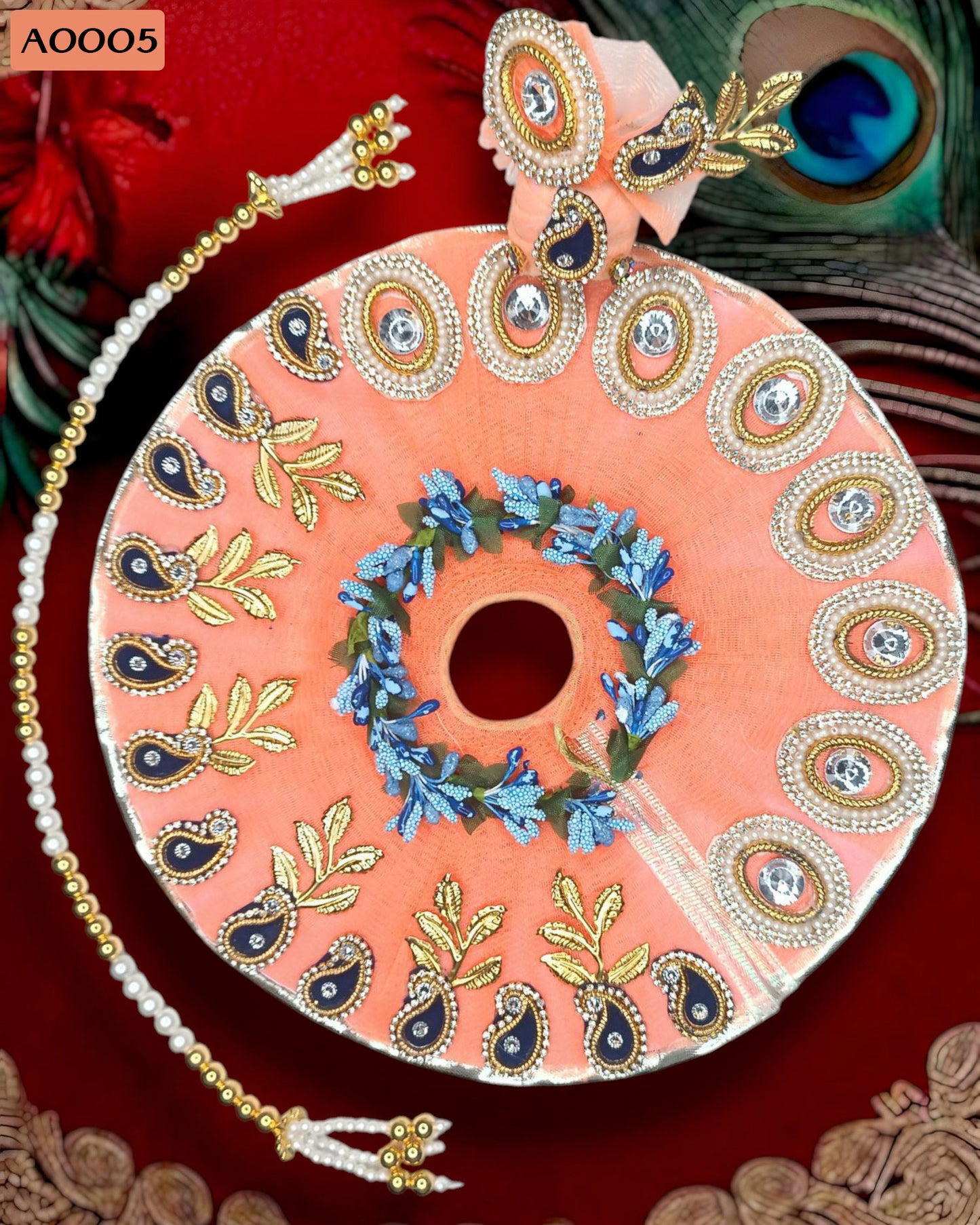 Beautiful Designer Poshak With Pagdi & Mala for Laddu Gopal - A0005