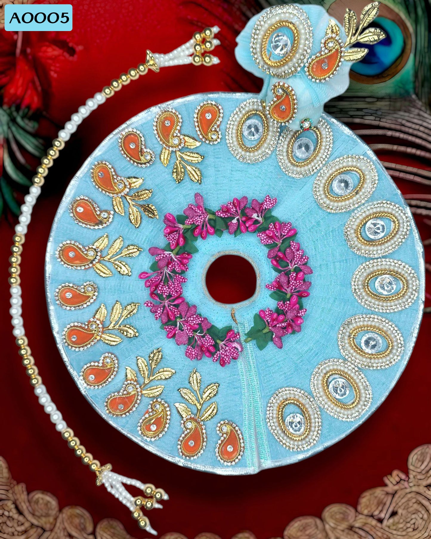 Beautiful Designer Poshak With Pagdi & Mala for Laddu Gopal - A0005