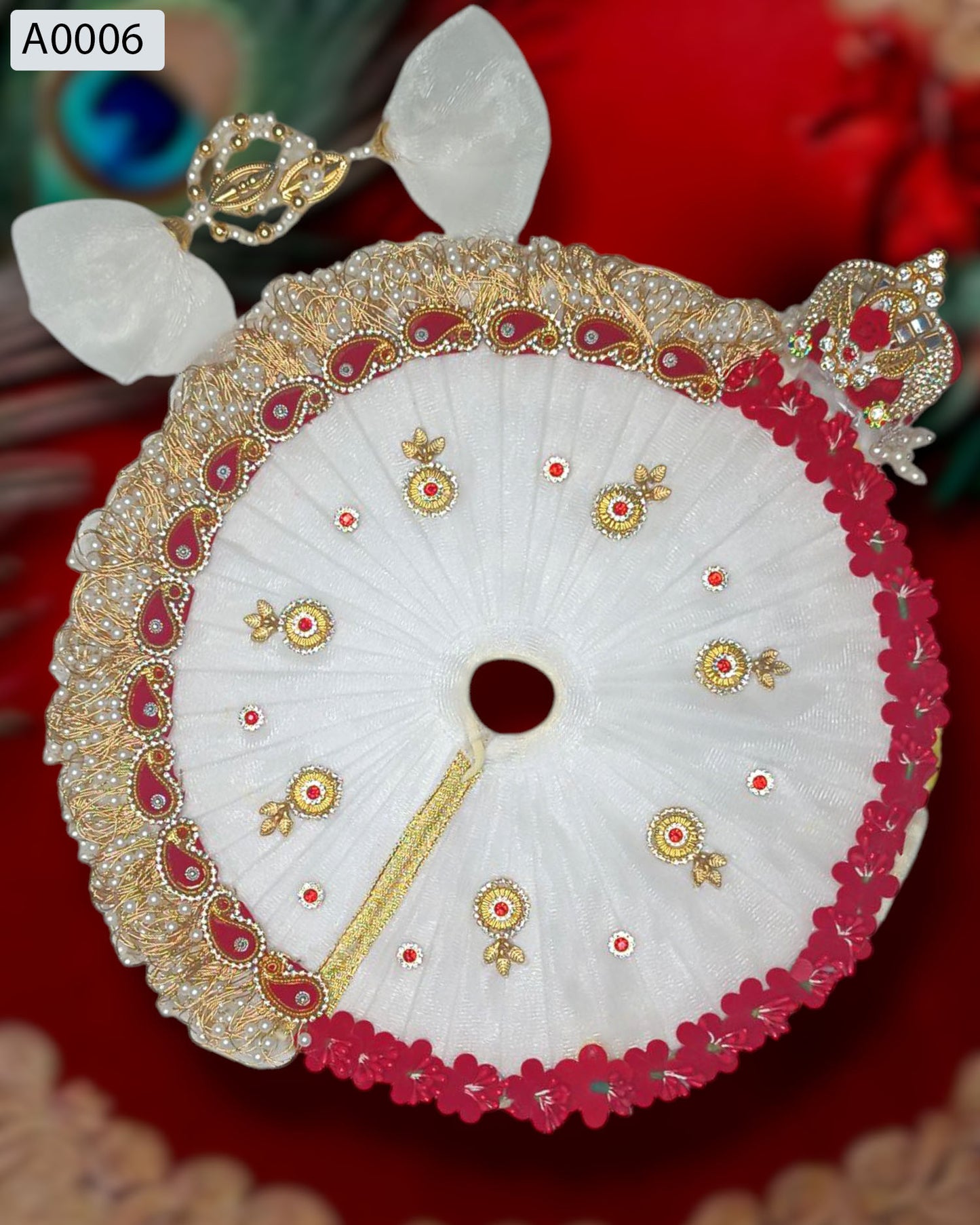 Beautiful Designer Poshak With Pagdi & Mala for Laddu Gopal - A0006