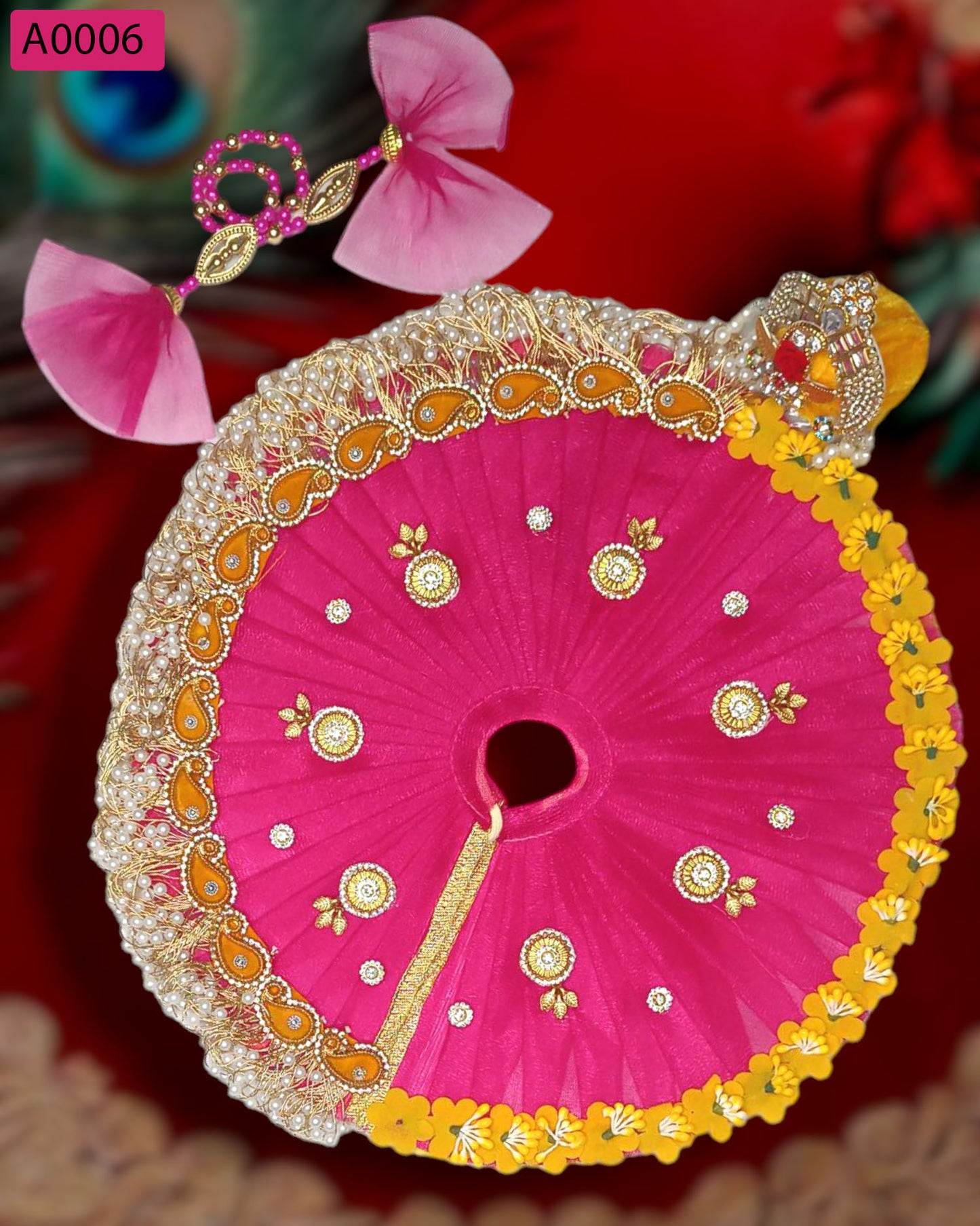 Beautiful Designer Poshak With Pagdi & Mala for Laddu Gopal - A0006