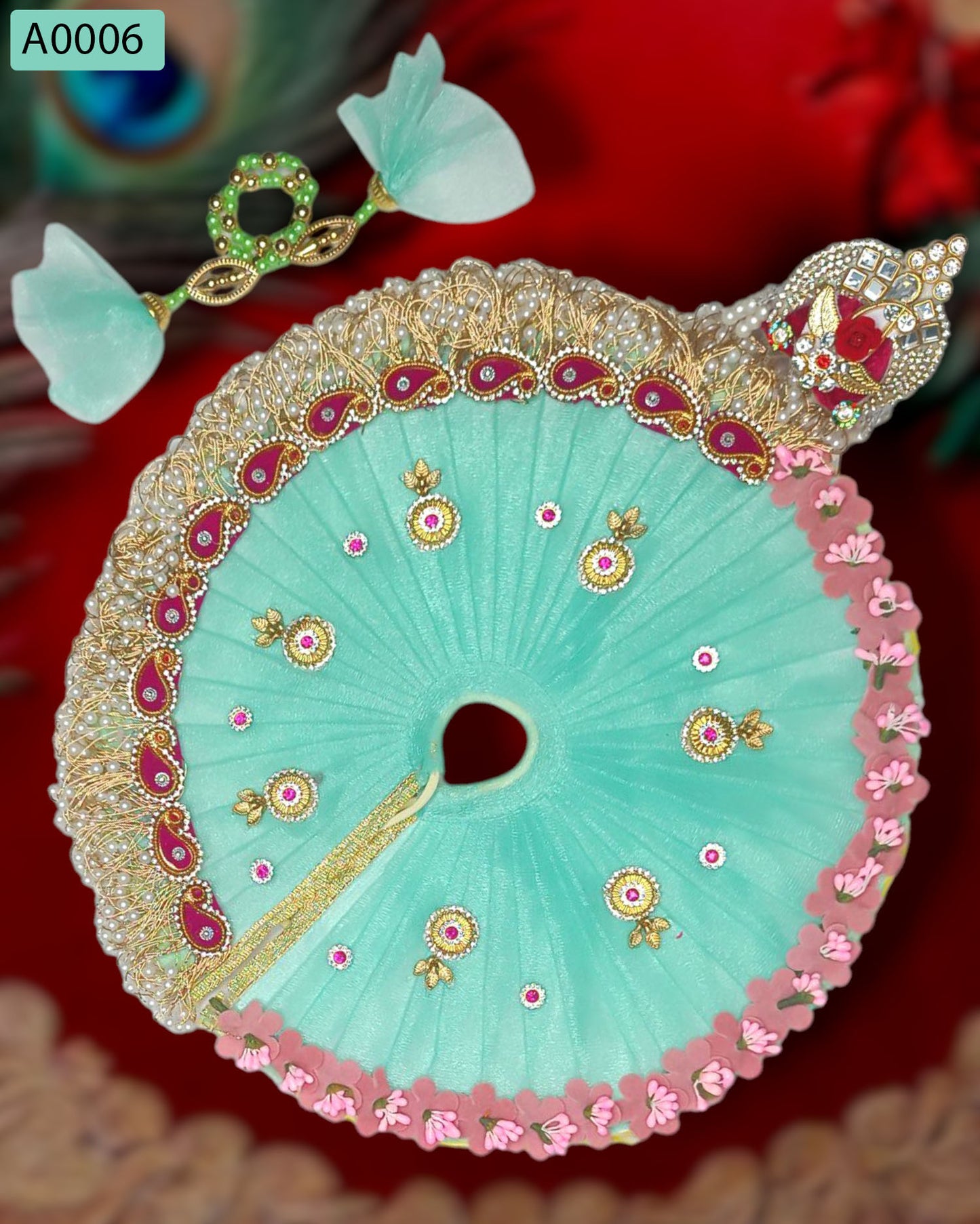 Beautiful Designer Poshak With Pagdi & Mala for Laddu Gopal - A0006