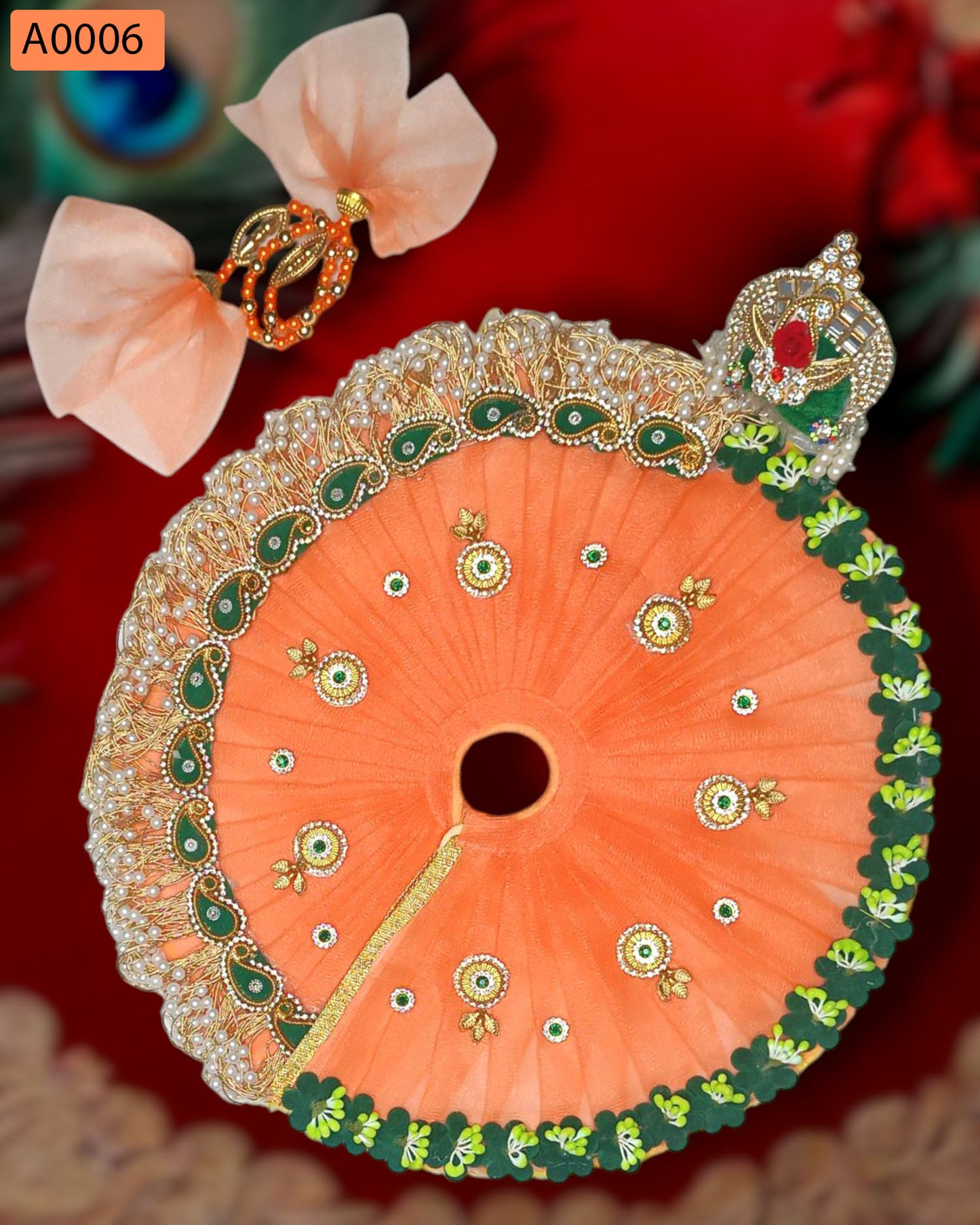 Beautiful Designer Poshak With Pagdi & Mala for Laddu Gopal - A0006