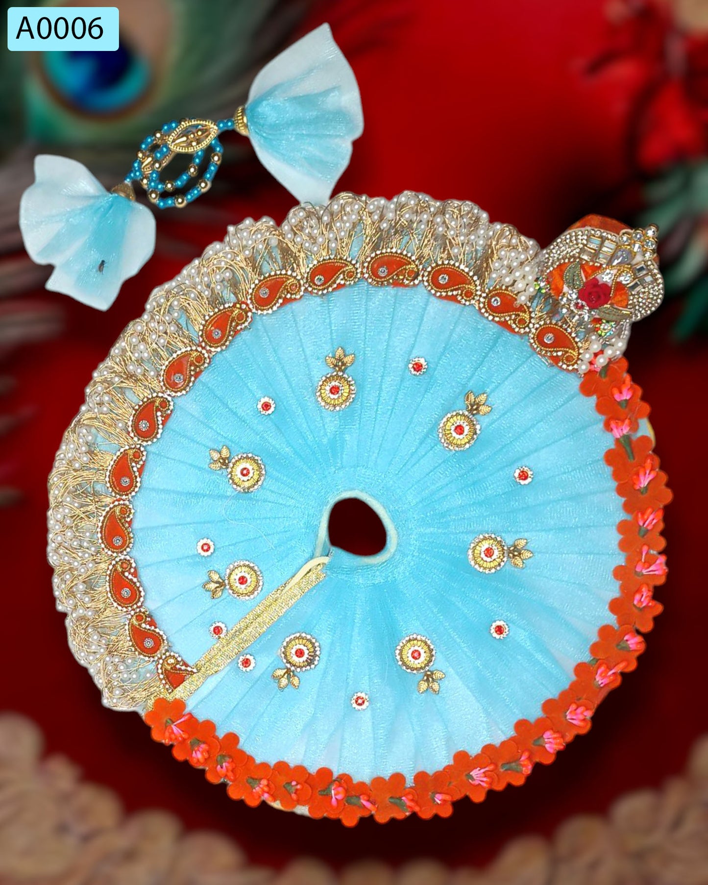 Beautiful Designer Poshak With Pagdi & Mala for Laddu Gopal - A0006