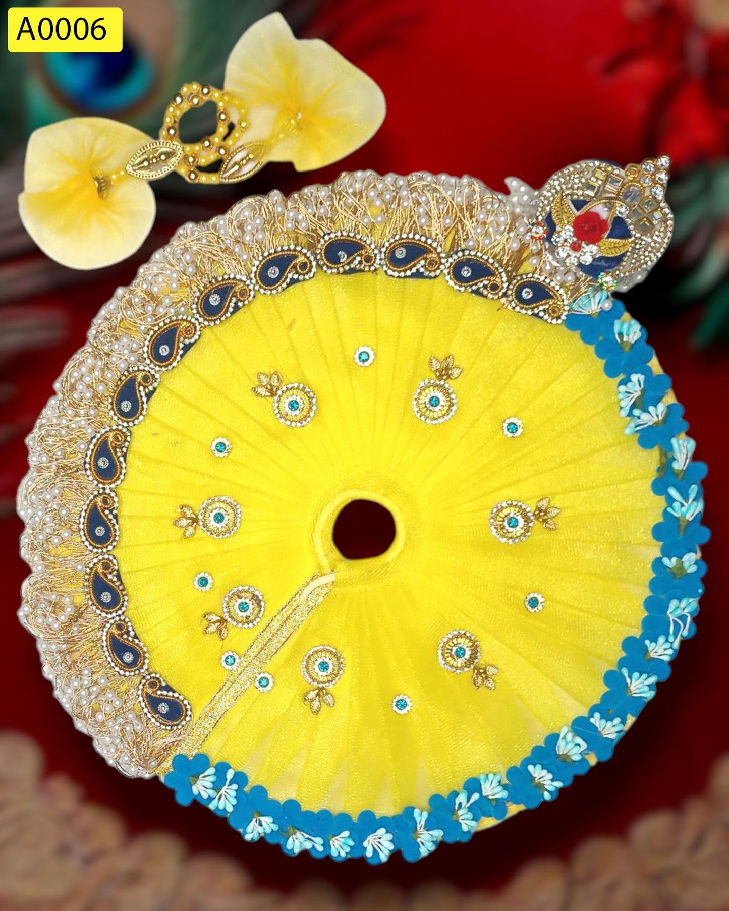 Beautiful Designer Poshak With Pagdi & Mala for Laddu Gopal - A0006