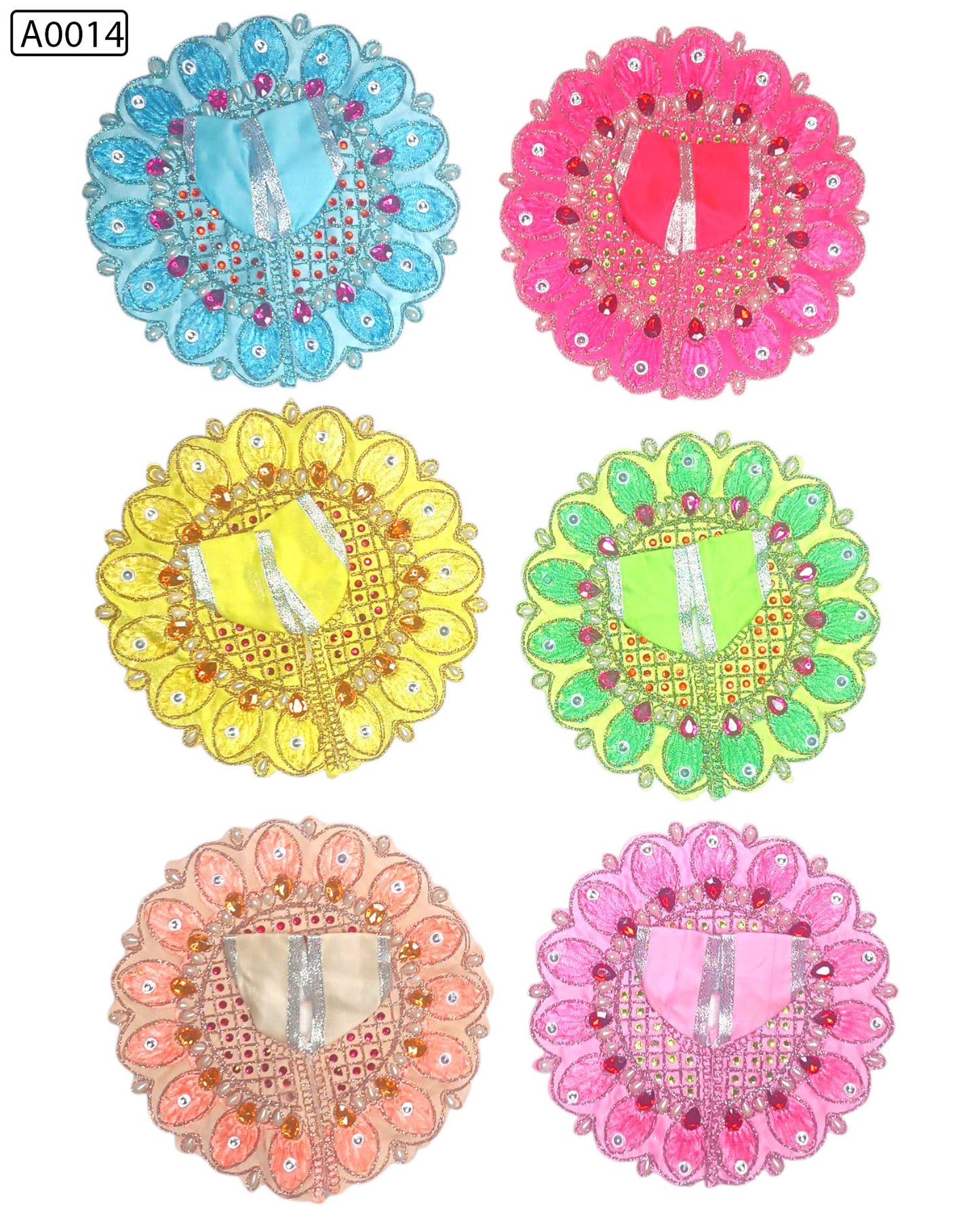 Fancy Designer 1 Piece Poshak Multi Color Set for Laddu Gopal (Pack of 6) - A0014