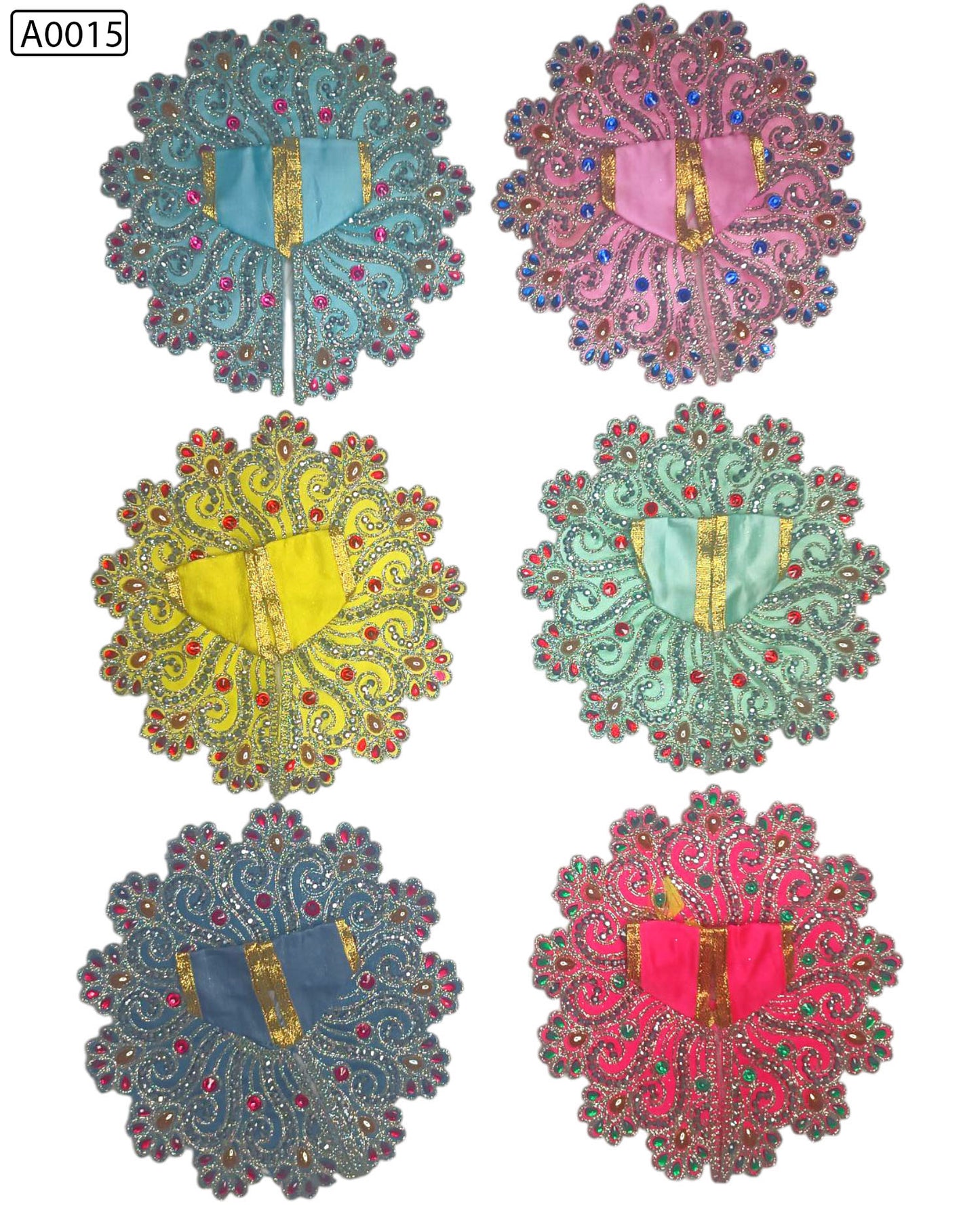 Fancy Designer 1 Piece Poshak Multi Color Set for Laddu Gopal (Pack of 6) - A0015