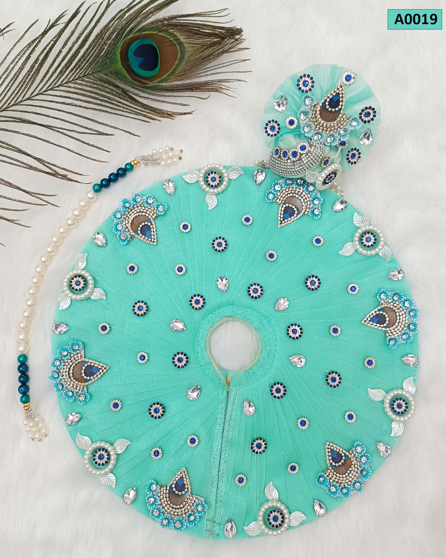 Sea Green Beautiful Laddu Gopal Poshak with Pagdi - A0019