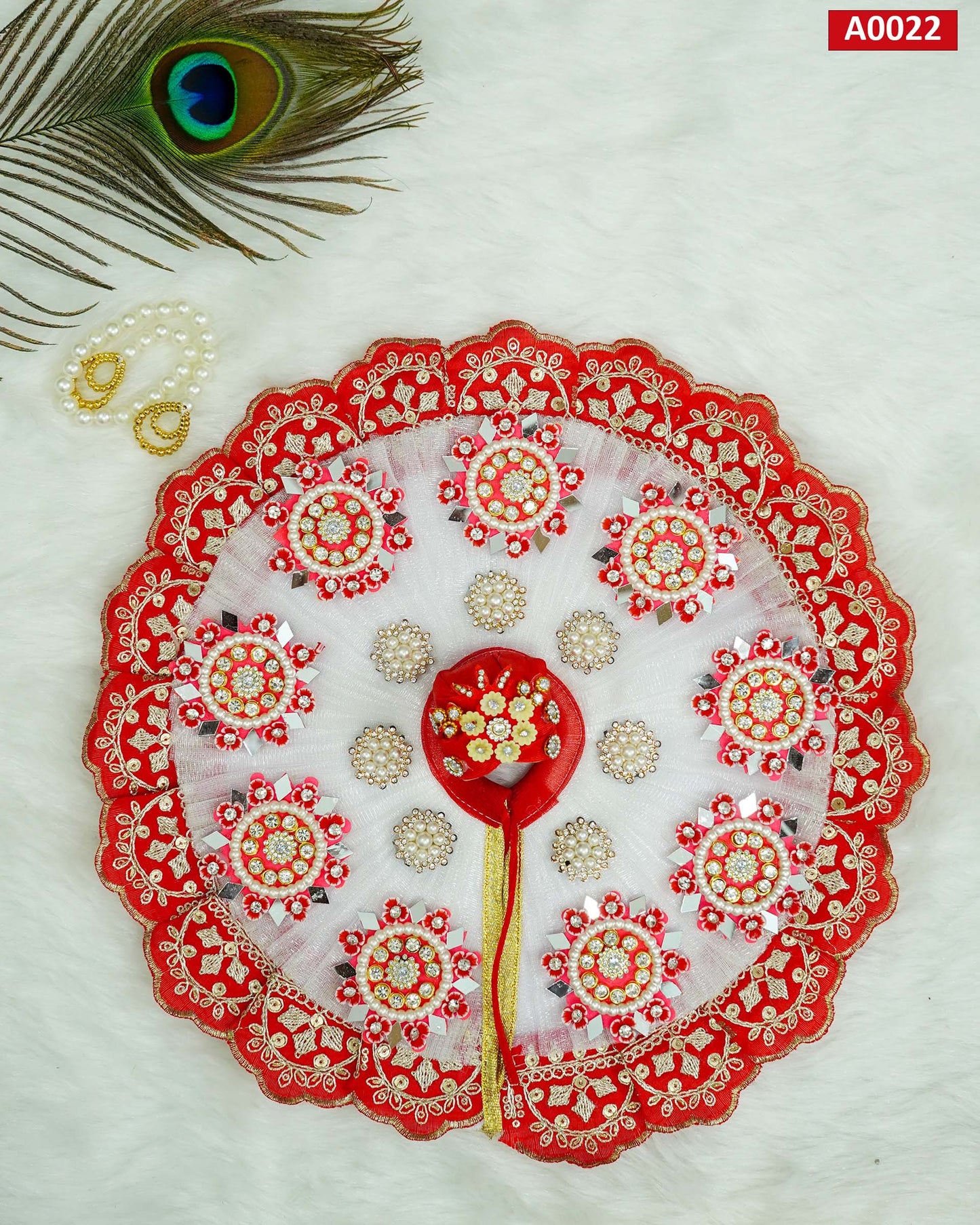 Beautifully Crafted Designer Poshak With Mala and Pagdi for Laddu Gopal - A0022