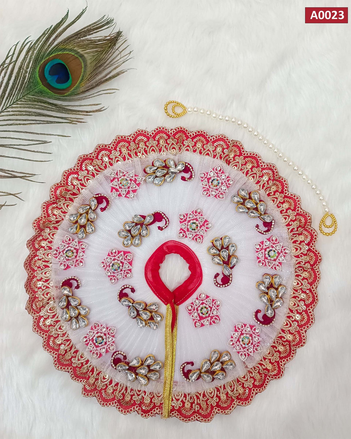 Beautiful Designer Poshak with Mala and Pagdi for Laddu Gopal - A0023