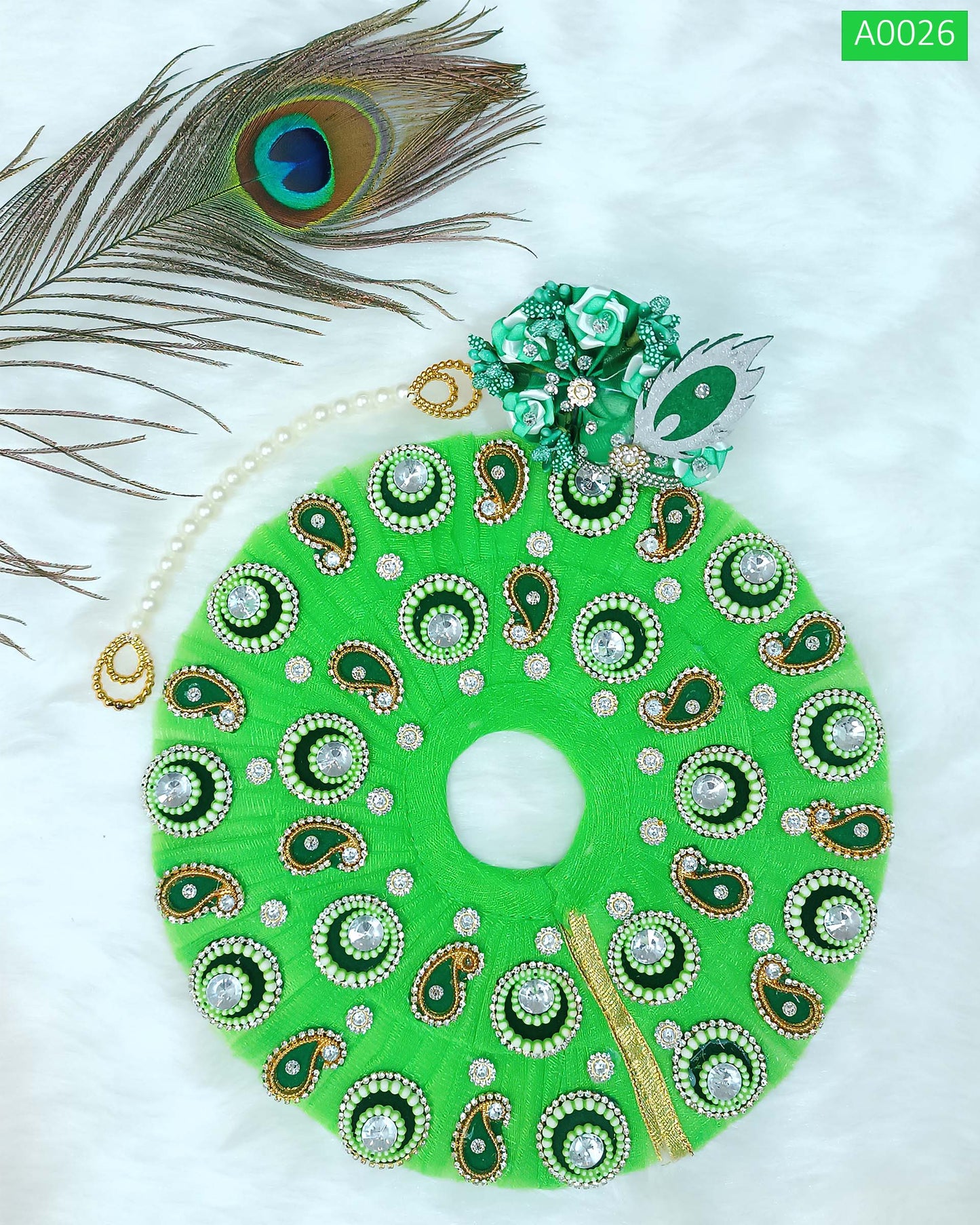 Beautifully Crafted Poshak with Mala and Pagdi for Laddu Gopal Ji - A0026