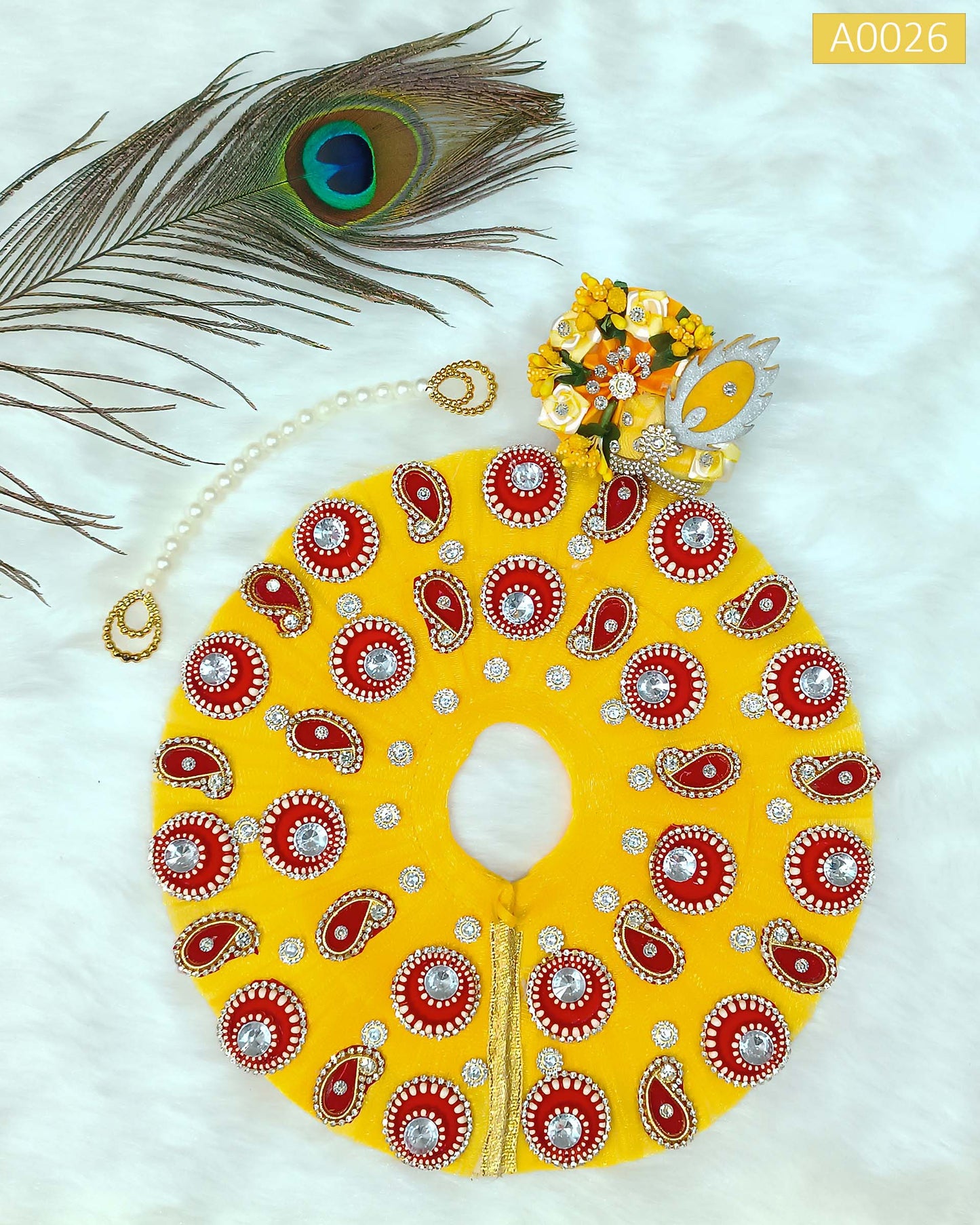 Beautifully Crafted Poshak with Mala and Pagdi for Laddu Gopal Ji - A0026
