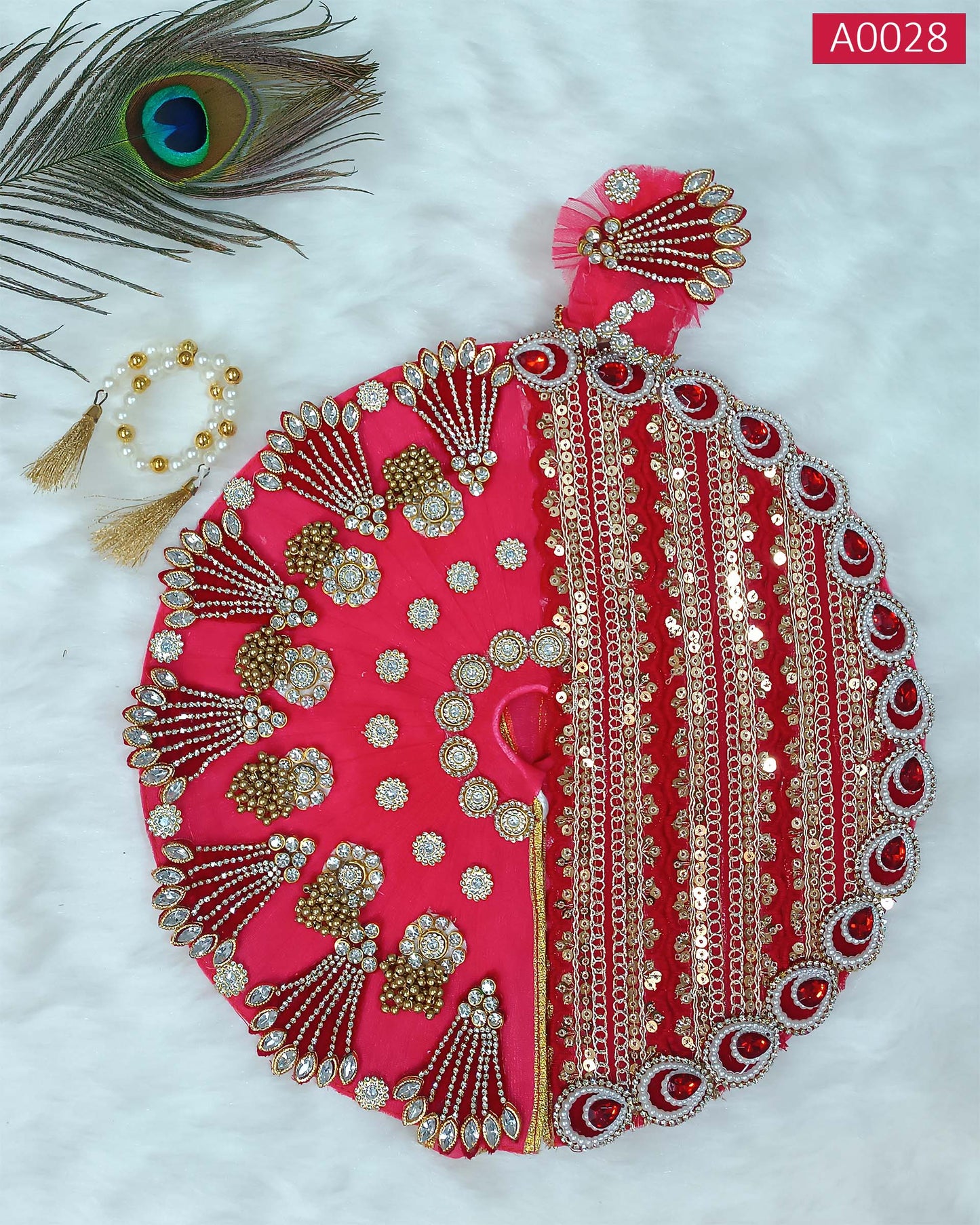 Festival Special Designer Poshak with Mala and Pagdi for Laddu Gopal ji - A0028