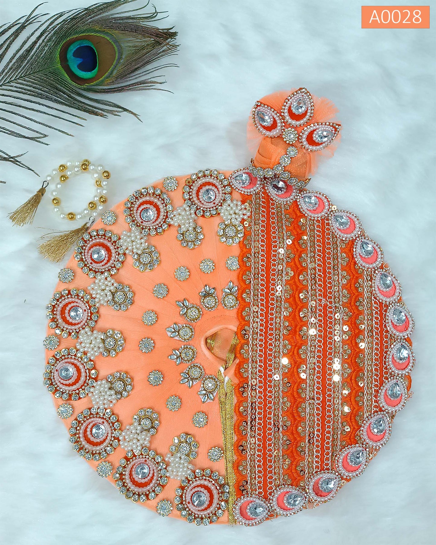 Festival Special Designer Poshak with Mala and Pagdi for Laddu Gopal ji - A0028