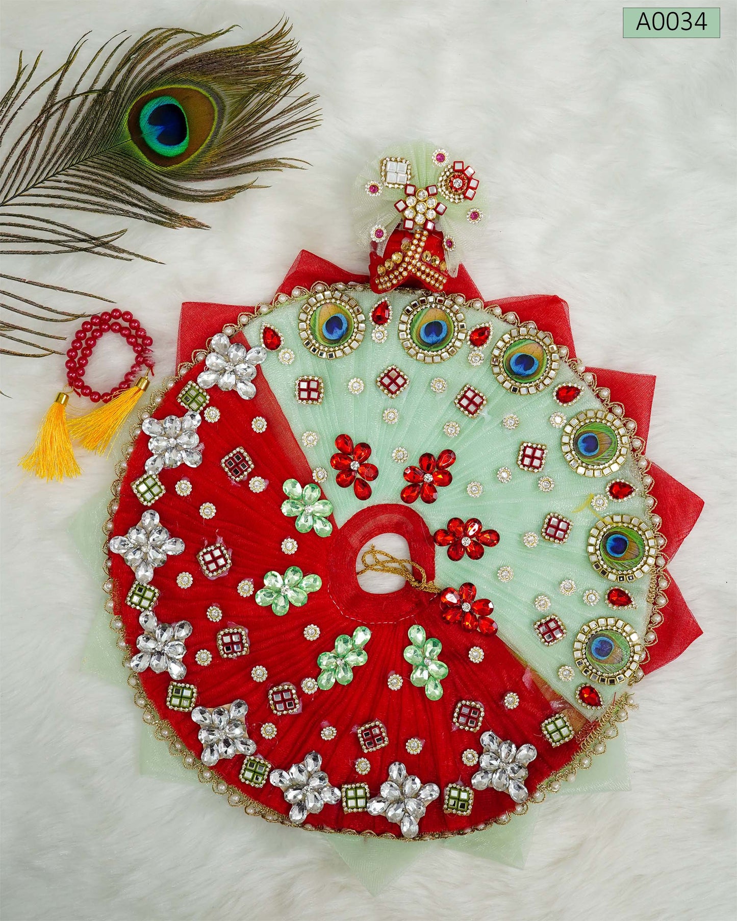 Janamashtami Special Heavy Designer Poshak with Mala and Pagdi for Laddu Gopal - A0034