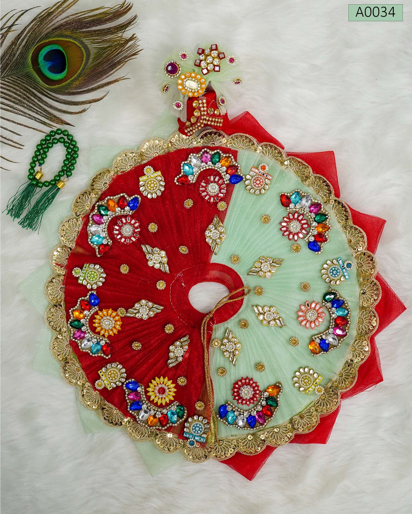 Janamashtami Special Heavy Designer Poshak with Mala and Pagdi for Laddu Gopal - A0034