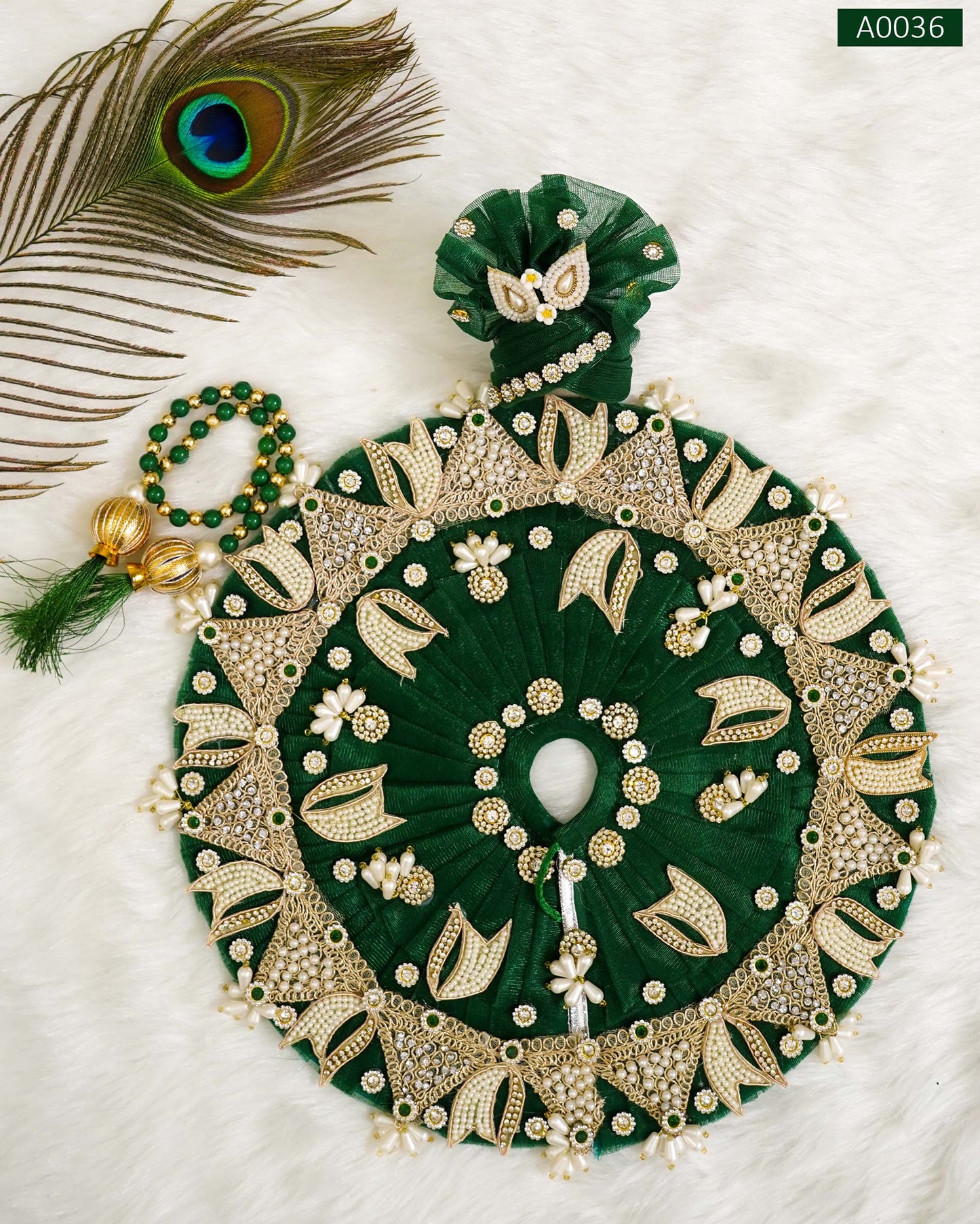 Festival Special Premium Heavy Designer Poshak with Mala and Pagdi for Laddu Gopal Ji - A0036