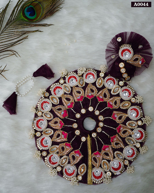 Beautiful Premium Heavy Designer Poshak with Pagdi and Patka for Laddu Gopal - A0044