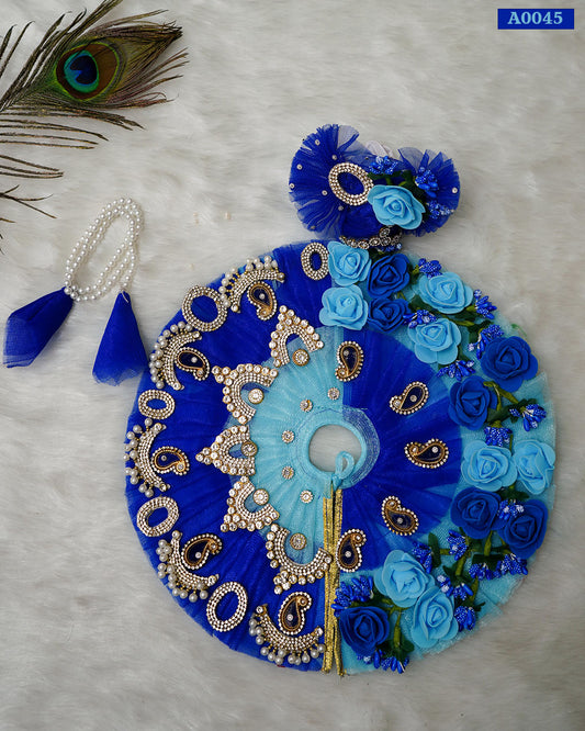 Beautiful Floral Designer Poshak with Pagdi and Patka for Laddu Gopal - A0045