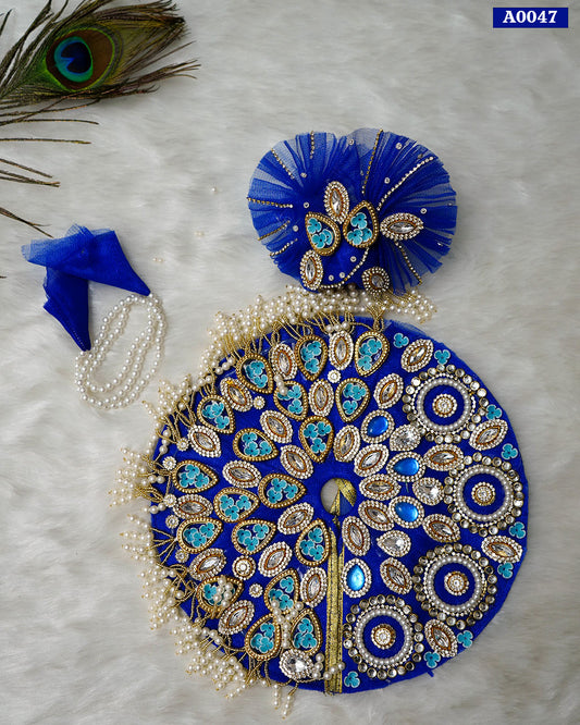 Beautiful Heavy Stone Work Poshak with Pagdi and Patka for Laddu Gopal - A0047