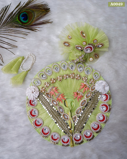 Festival Special Premium Heavy Pattern Poshak with Pagdi and Patka for Laddu Gopal - A0049