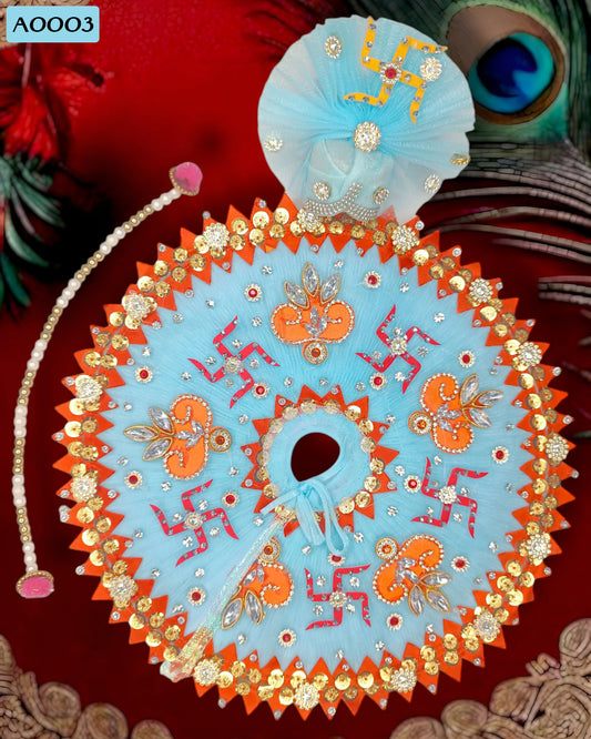 Beautiful Swastik Designer Poshak With Pagdi for Laddu Gopal - A0003