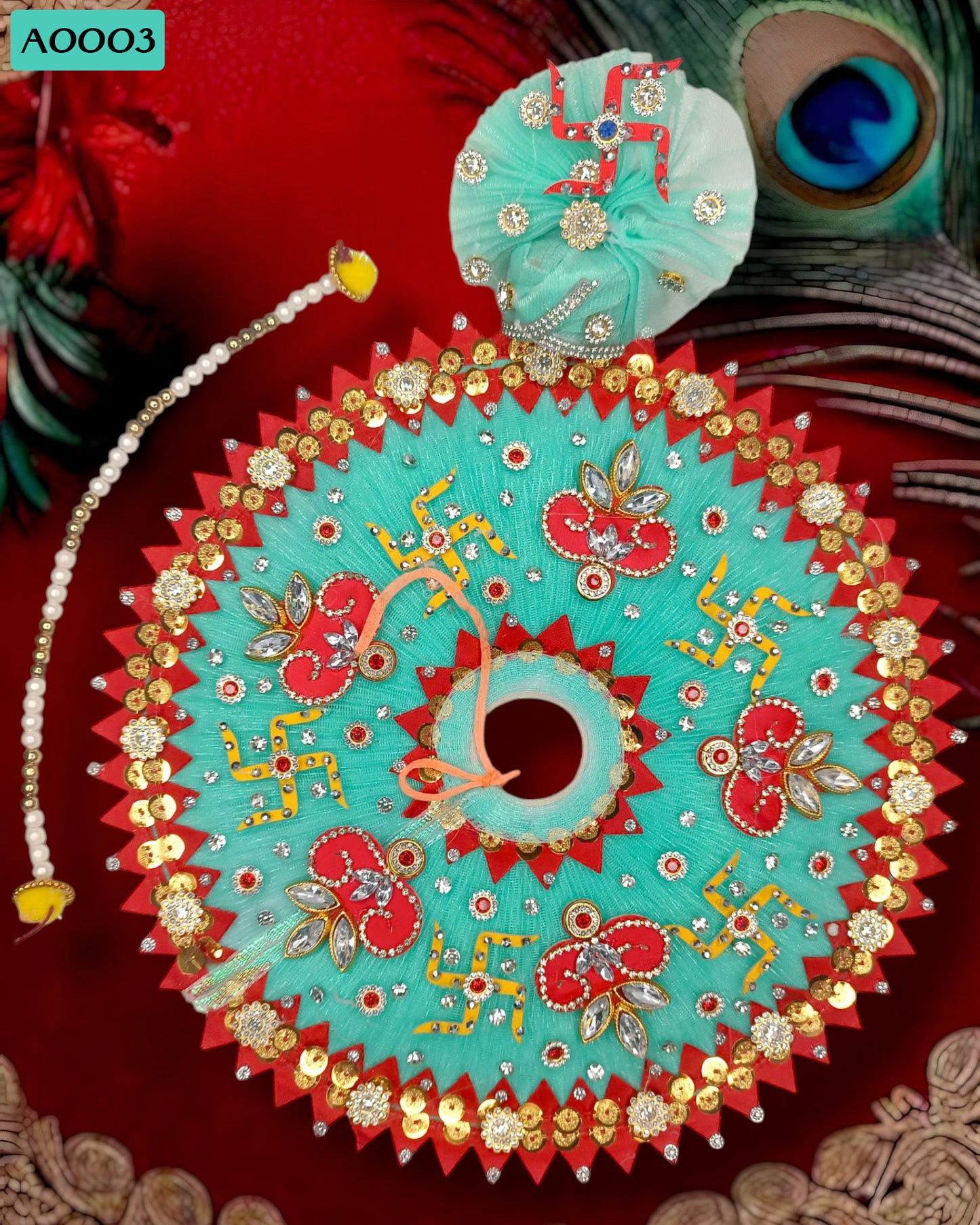 Beautiful Swastik Designer Poshak With Pagdi for Laddu Gopal - A0003