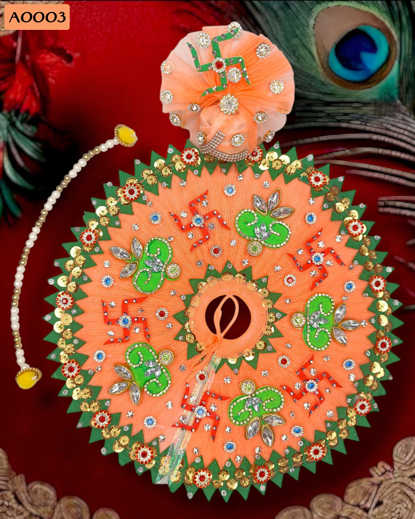 Beautiful Swastik Designer Poshak With Pagdi for Laddu Gopal - A0003