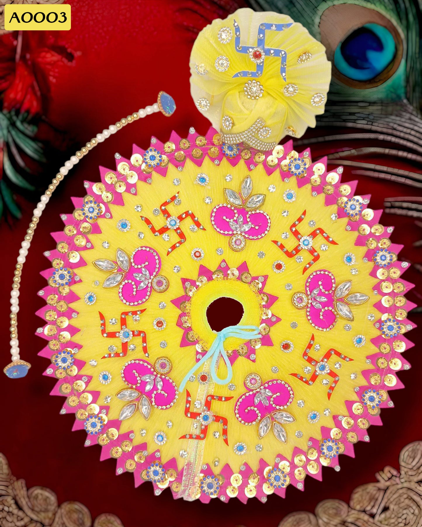 Beautiful Swastik Designer Poshak With Pagdi for Laddu Gopal - A0003