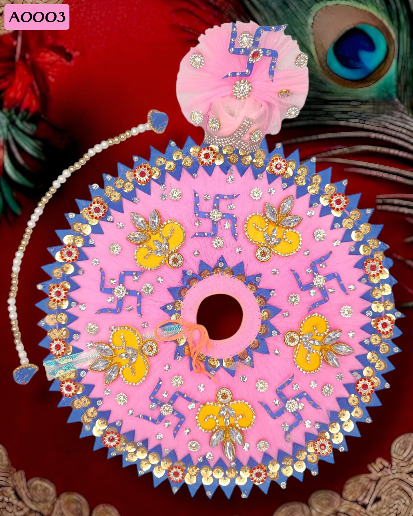 Beautiful Swastik Designer Poshak With Pagdi for Laddu Gopal - A0003